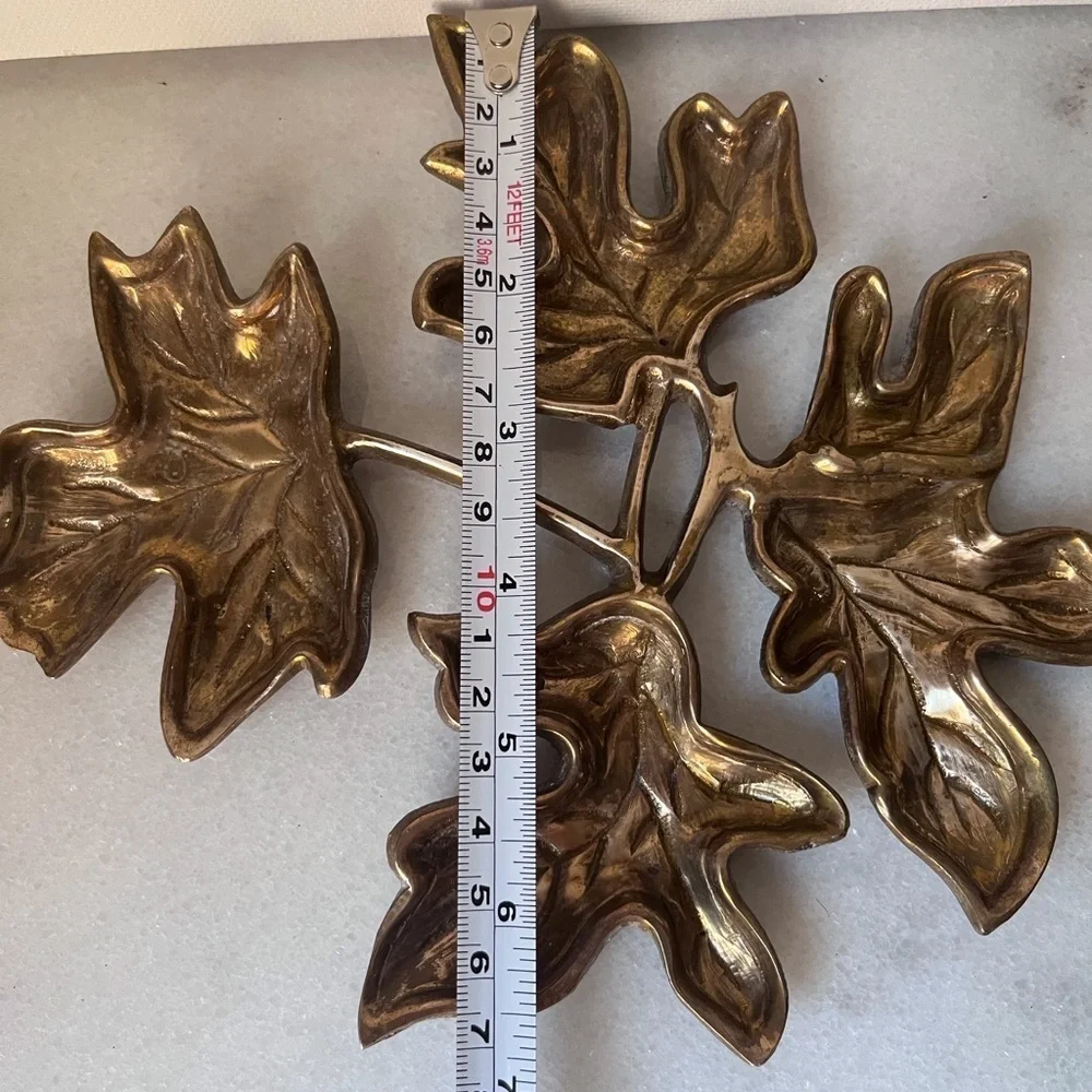 Vintage Brass Leaf Wall Plaques, 1970's Mid Century Brass Leaves, Set of 3